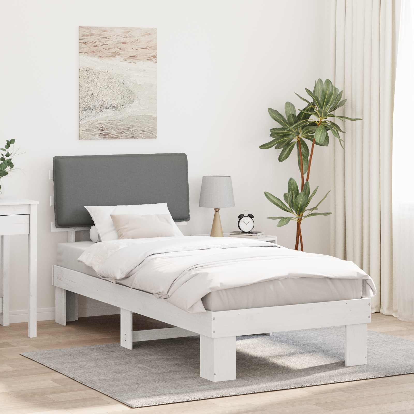 Letto con Testiera Rivestita Grigio chiaro 90 x 190 cm | homemem39