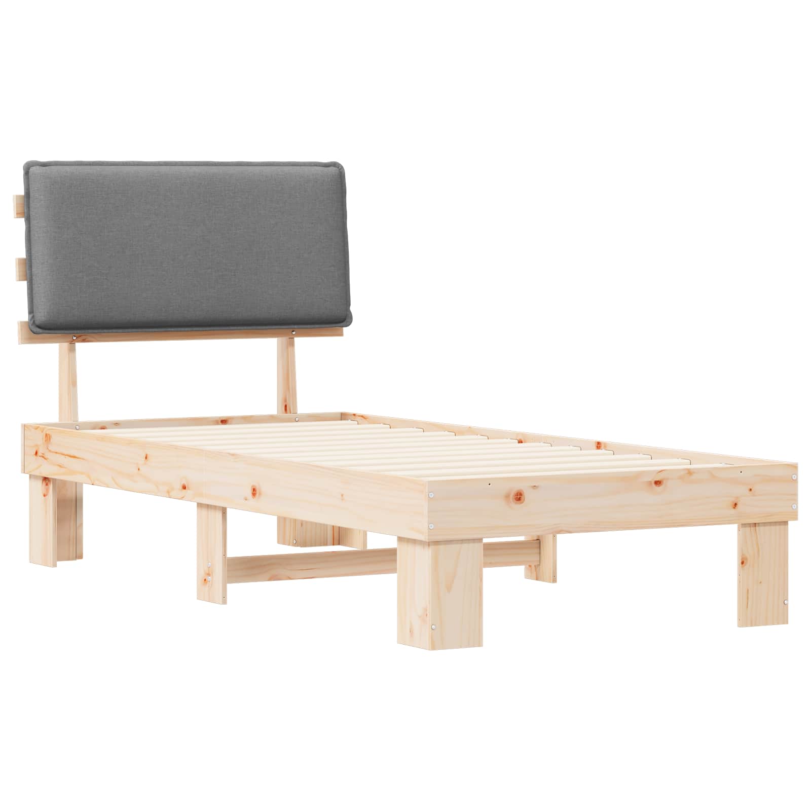Letto con Testiera Rivestita Grigio chiaro 75 x 190 cm | homemem39