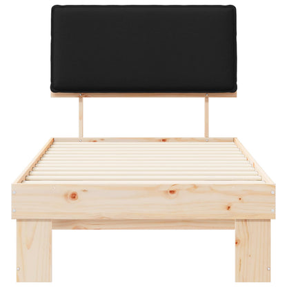 Letto con Testiera Rivestita Nero 75 x 190 cm Pino massello | homemem39