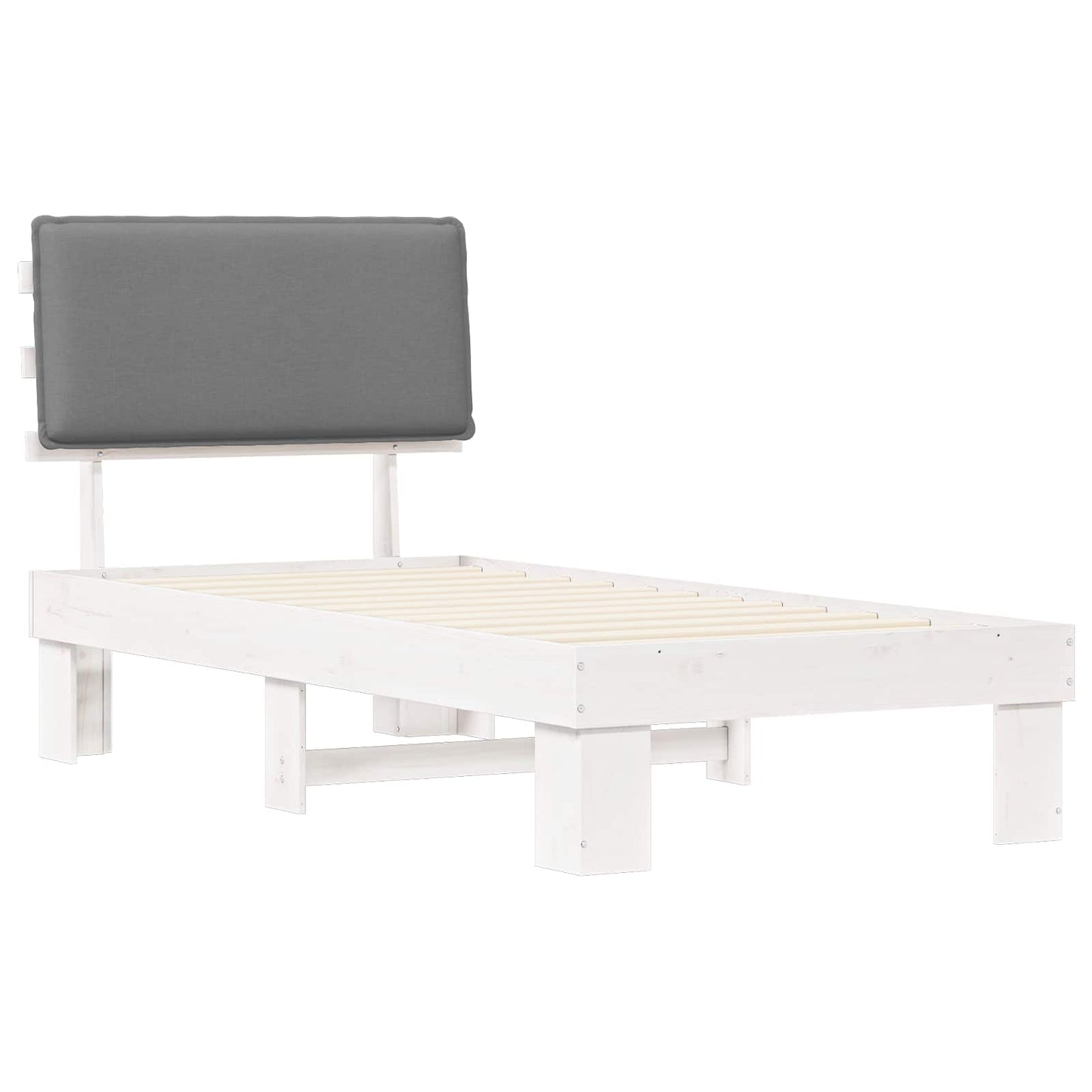 Letto con Testiera Rivestita Grigio chiaro 75 x 190 cm | homemem39