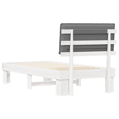 Letto con Testiera Rivestita Grigio chiaro 75 x 190 cm | homemem39