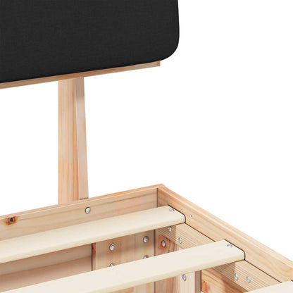 Letto con Testiera Rivestita Nero 160 x 200 cm Pino massello