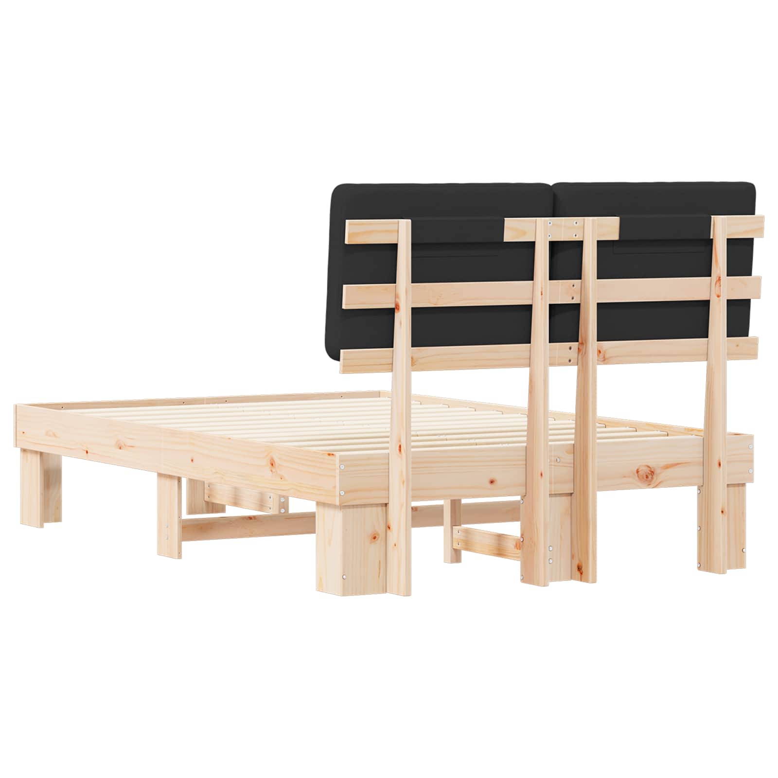 Letto con Testiera Rivestita Nero 120 x 200 cm Pino massello | homemem39