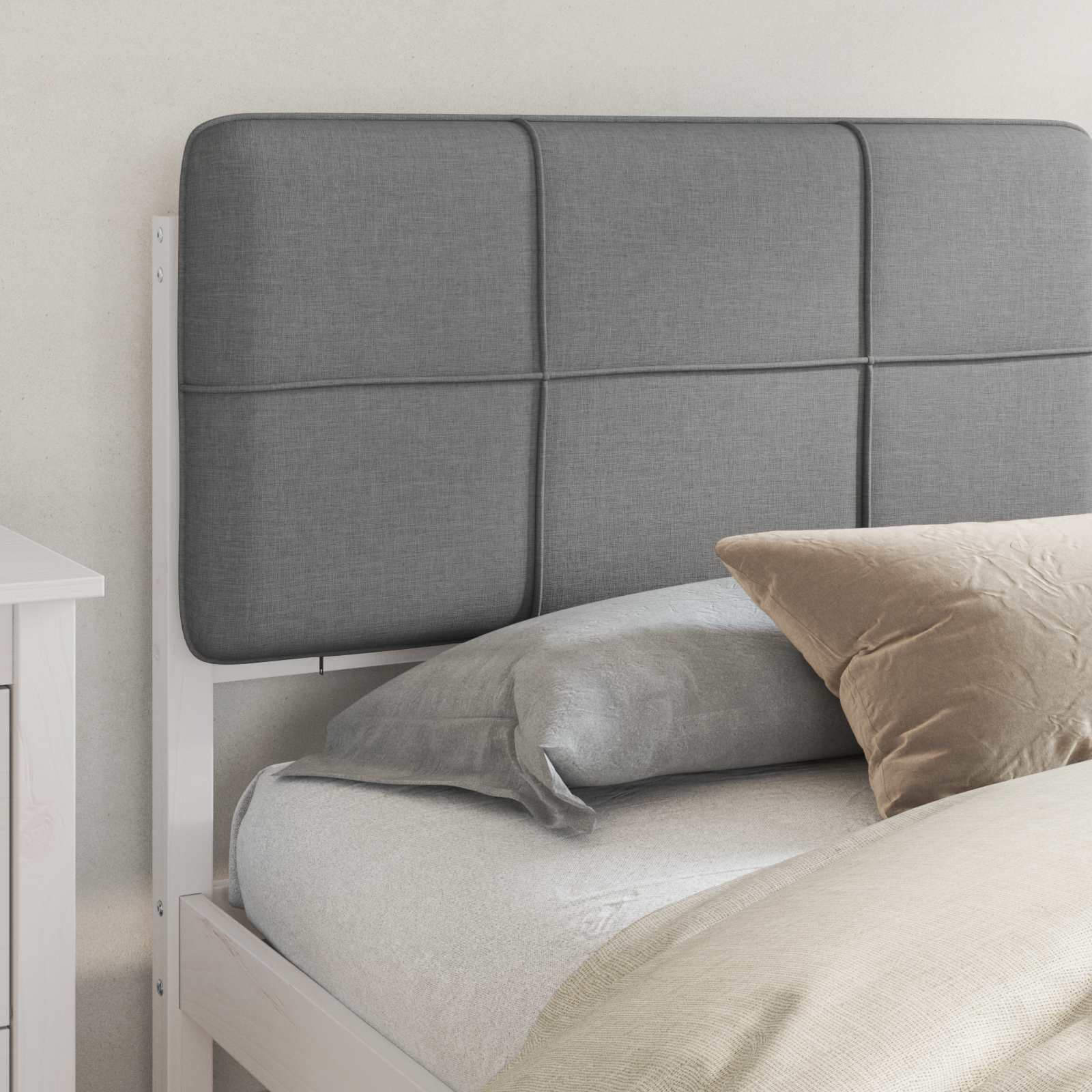 Letto con Testiera Rivestita Grigio chiaro 120 x 200 cm | homemem39