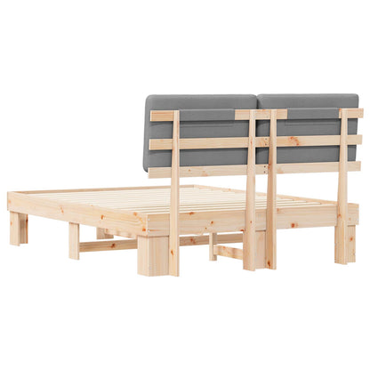 Letto con Testiera Rivestita Grigio chiaro 140 x 190 cm