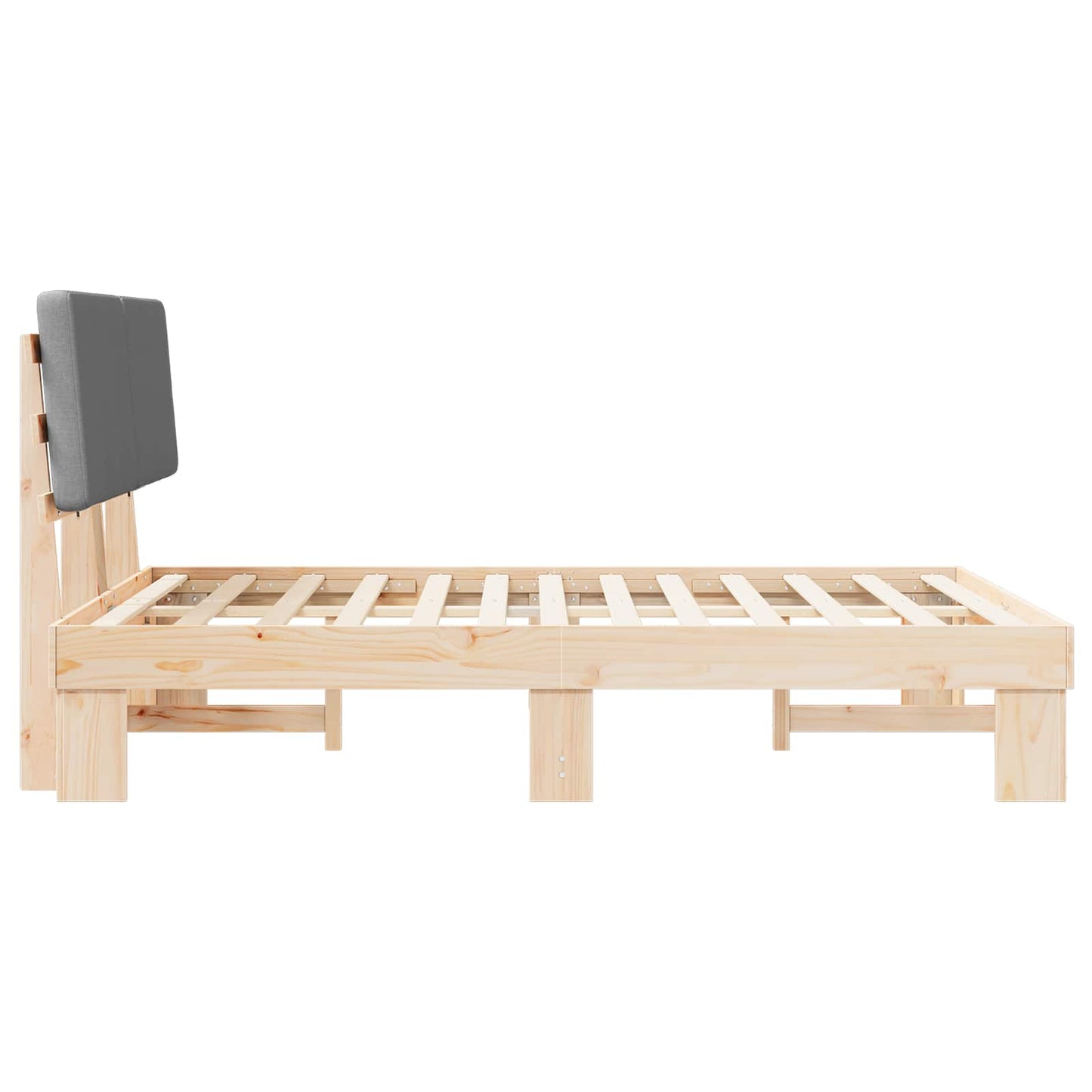 Letto con Testiera Rivestita Grigio chiaro 140 x 190 cm