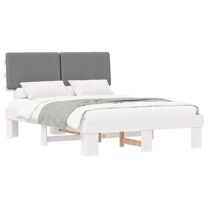 Letto con Testiera Rivestita Grigio chiaro 140 x 190 cm