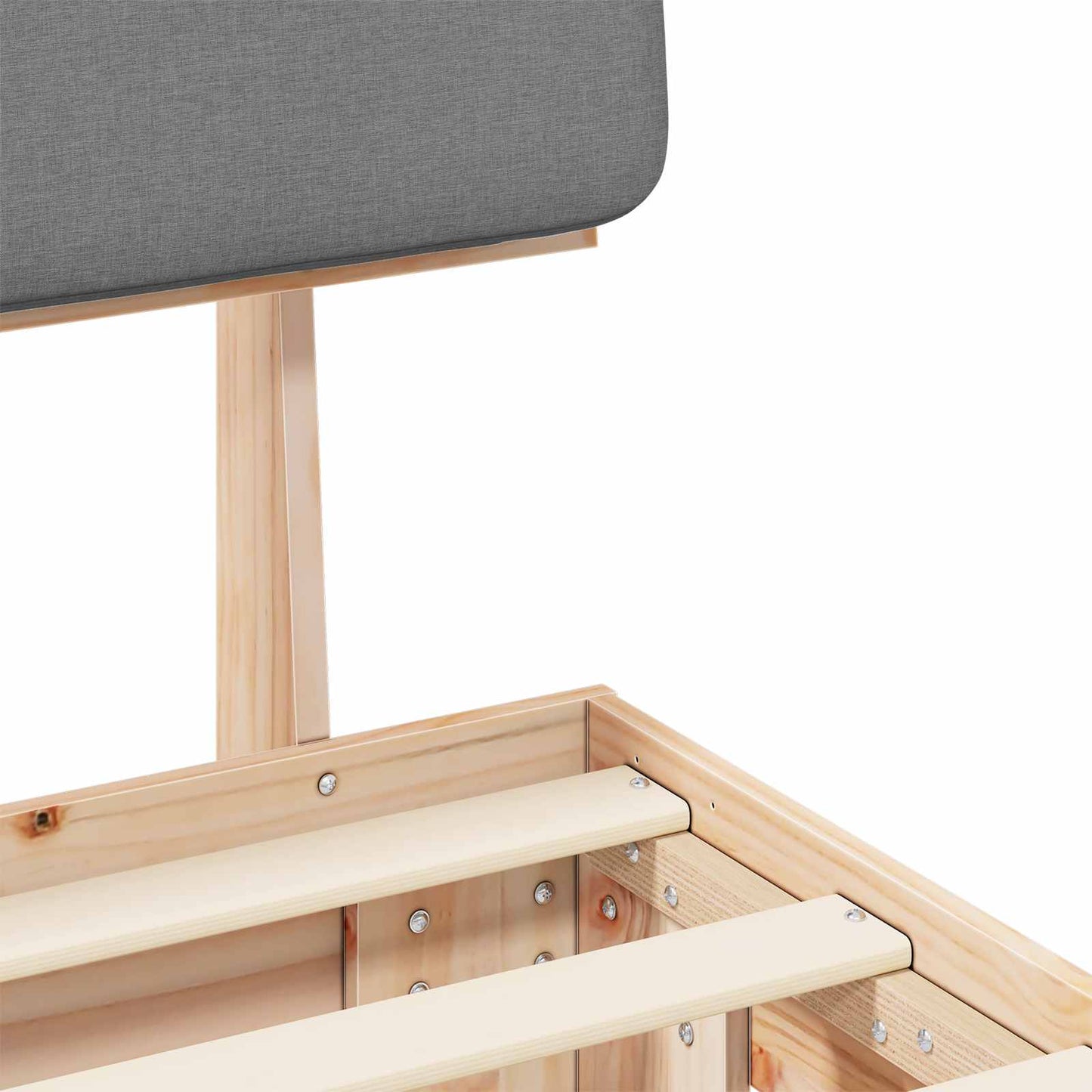 Letto con Testiera Rivestita Grigio chiaro 135 x 190 cm