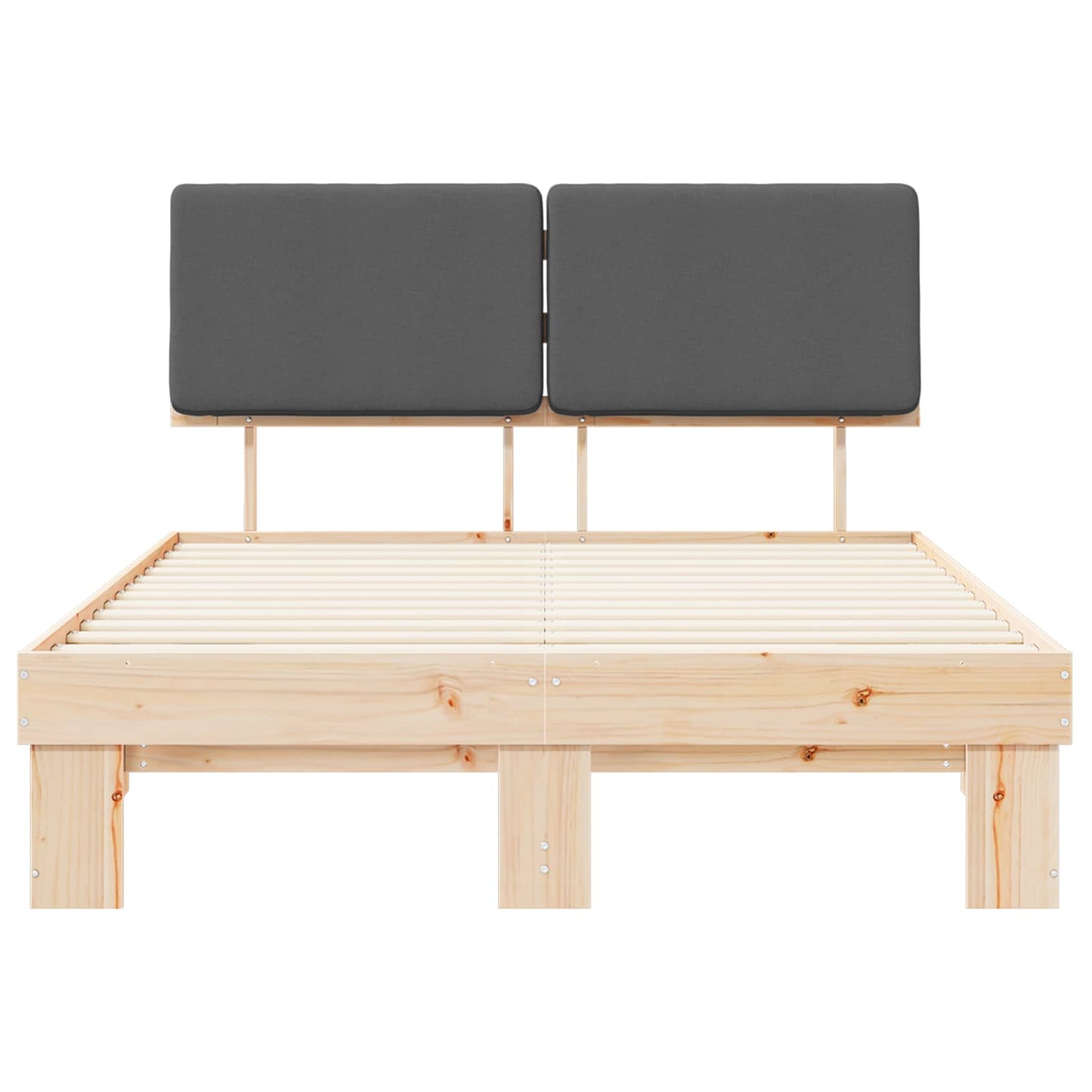 Letto con Testiera Rivestita Grigio scuro 135 x 190 cm