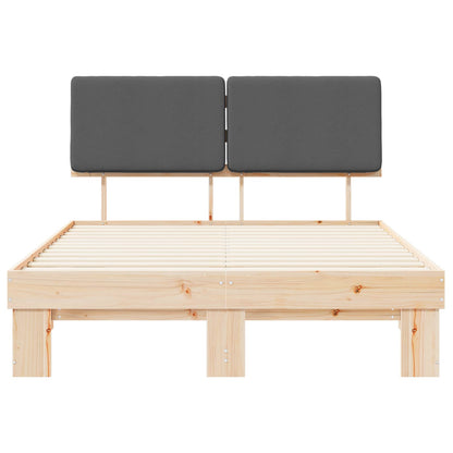 Letto con Testiera Rivestita Grigio scuro 135 x 190 cm