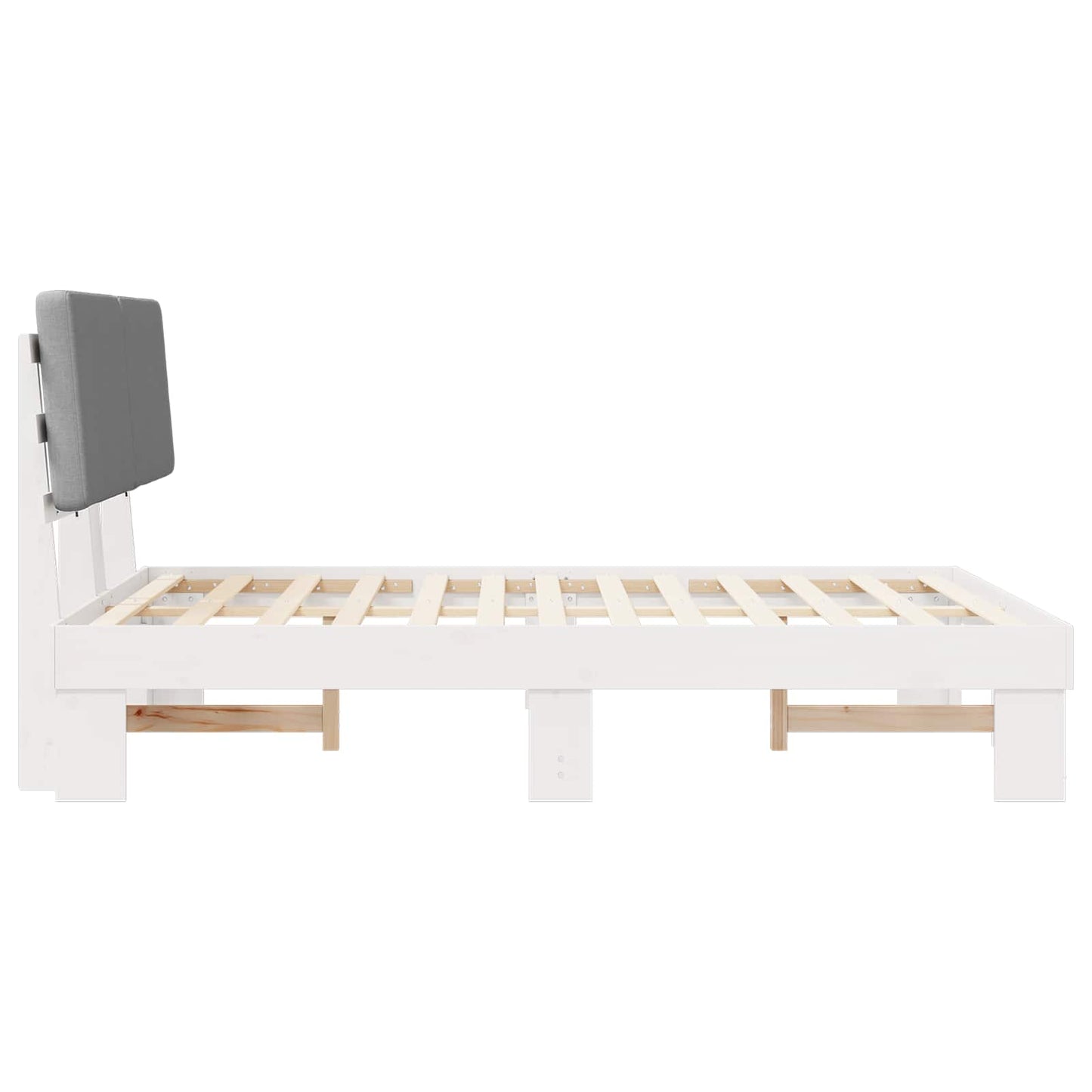 Letto con Testiera Rivestita Grigio chiaro 120 x 190 cm