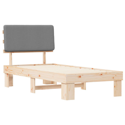 Letto con Testiera Rivestita Grigio chiaro 90 x 200 cm