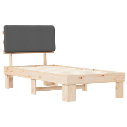 Letto con Testiera Rivestita Grigio scuro 90 x 200 cm