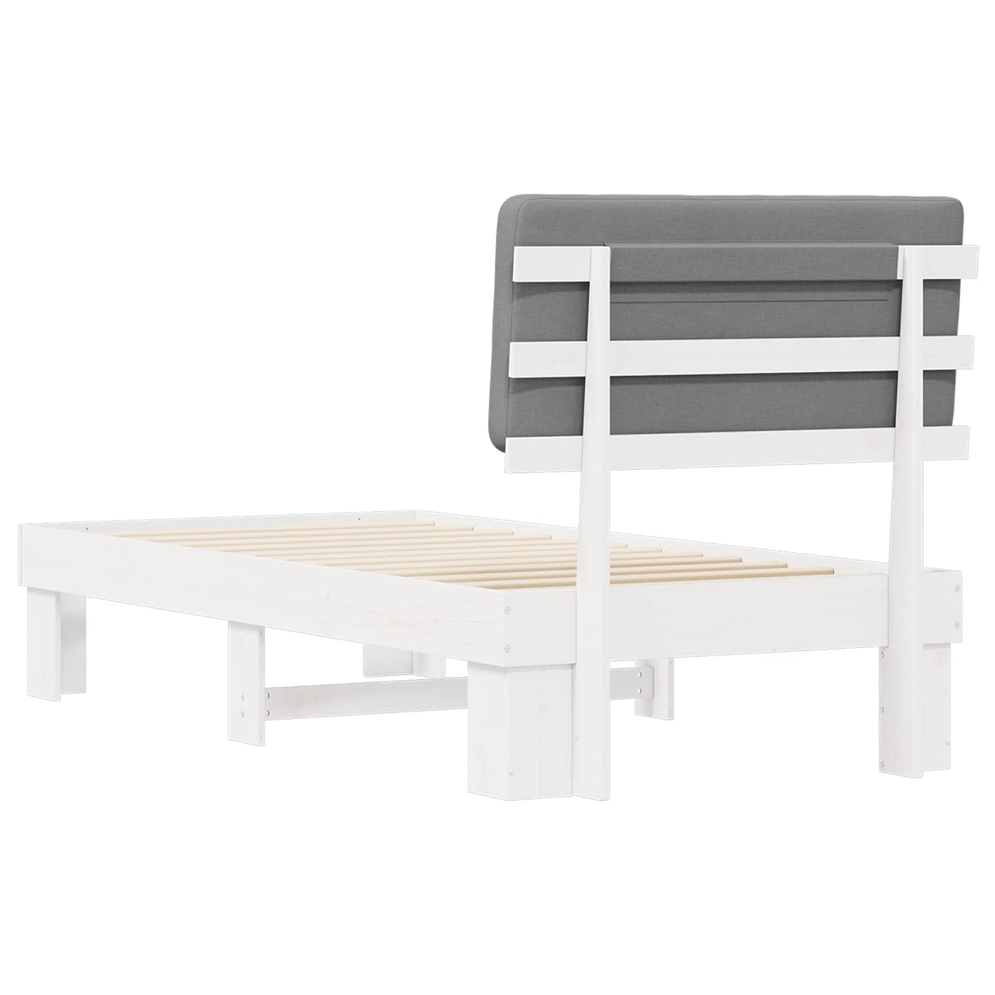 Letto con Testiera Rivestita Grigio chiaro 90 x 200 cm