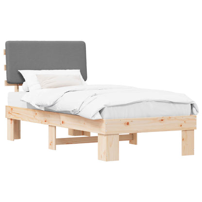 Letto con Testiera Rivestita Grigio chiaro 75 x 190 cm