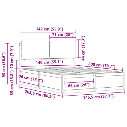 Letto con Testiera Rivestita Grigio chiaro 100 x 200 cm