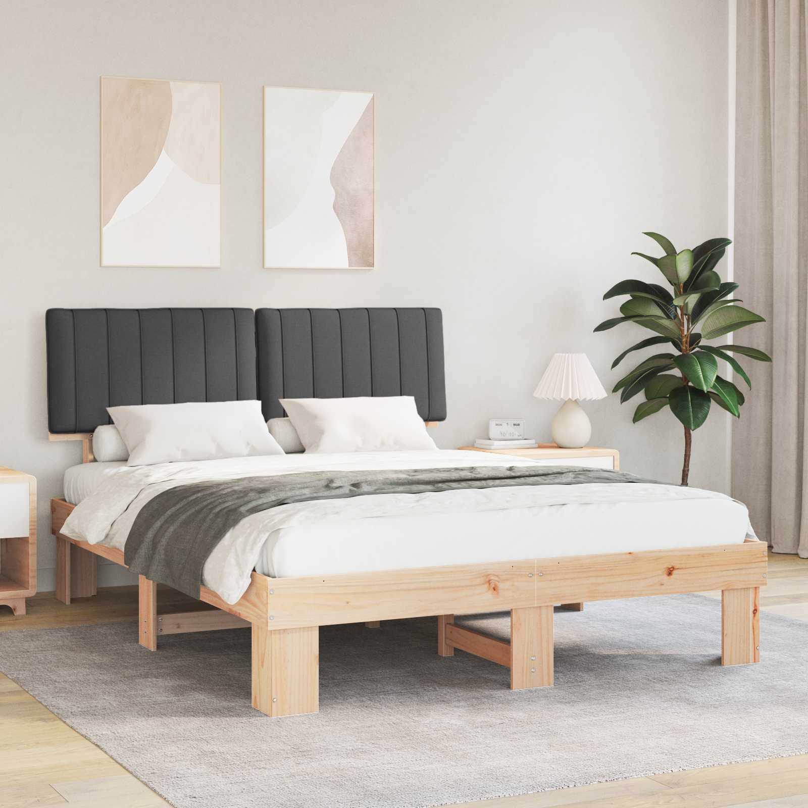 Letto con Testiera Rivestita Grigio scuro 160 x 200 cm | homemem39