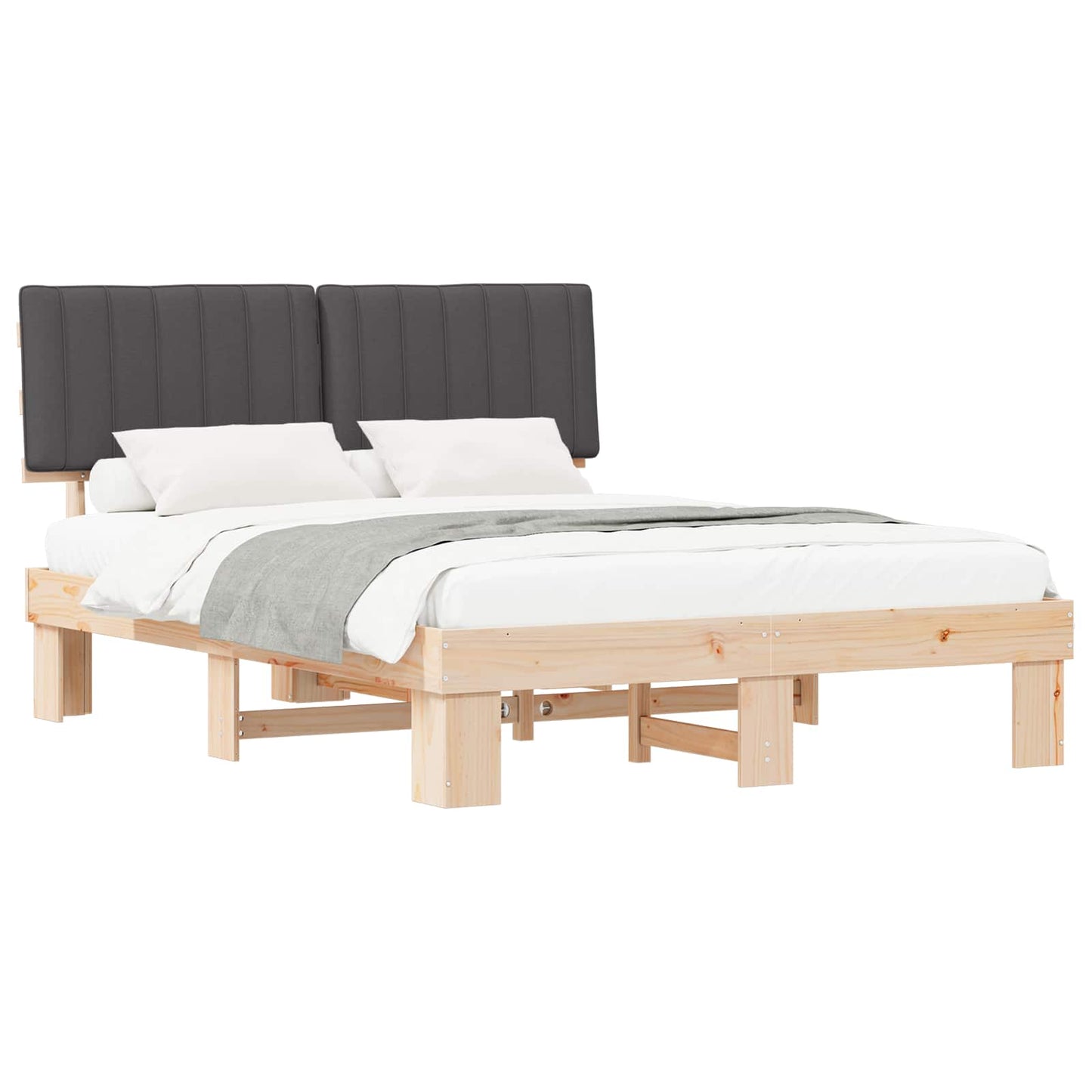 Letto con Testiera Rivestita Grigio scuro 160 x 200 cm | homemem39