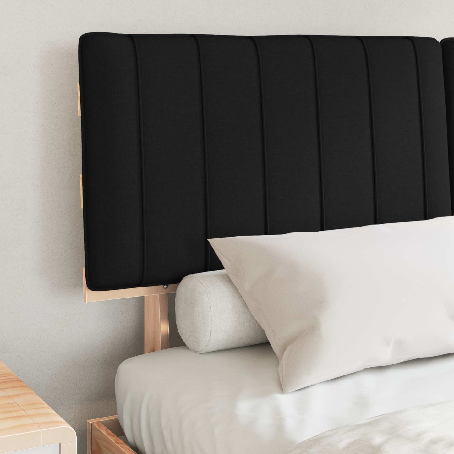 Letto con Testiera Rivestita Nero 160 x 200 cm Pino massello | homemem39