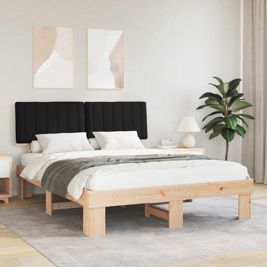 Letto con Testiera Rivestita Nero 160 x 200 cm Pino massello | homemem39