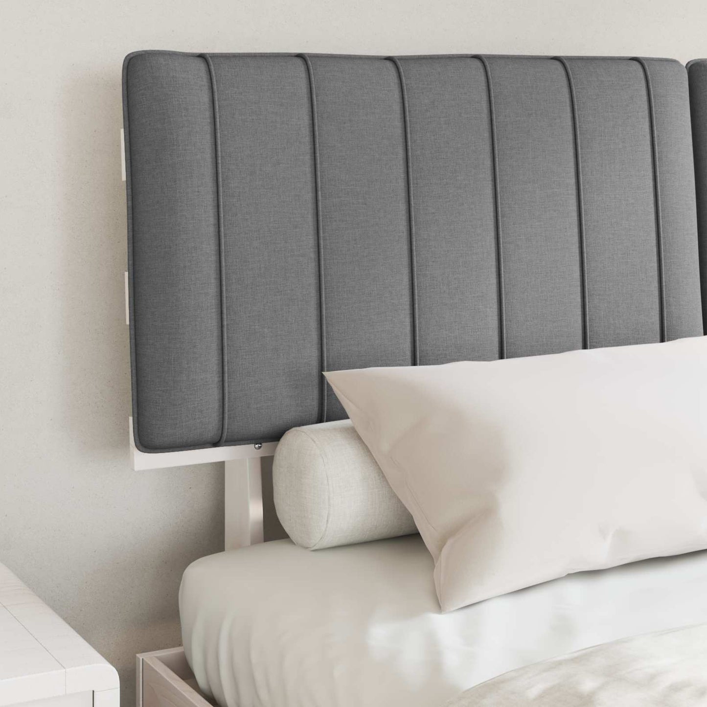 Letto con Testiera Rivestita Grigio chiaro 160 x 200 cm | homemem39