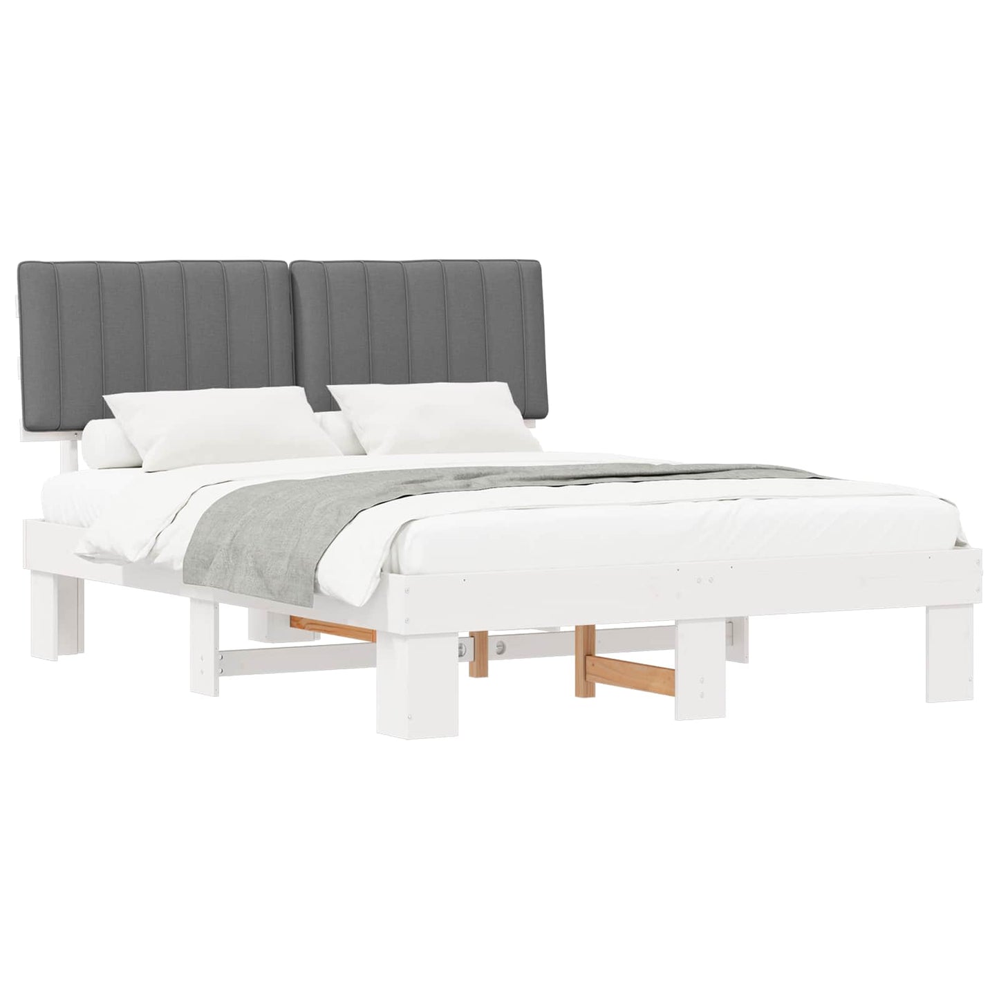 Letto con Testiera Rivestita Grigio chiaro 160 x 200 cm | homemem39