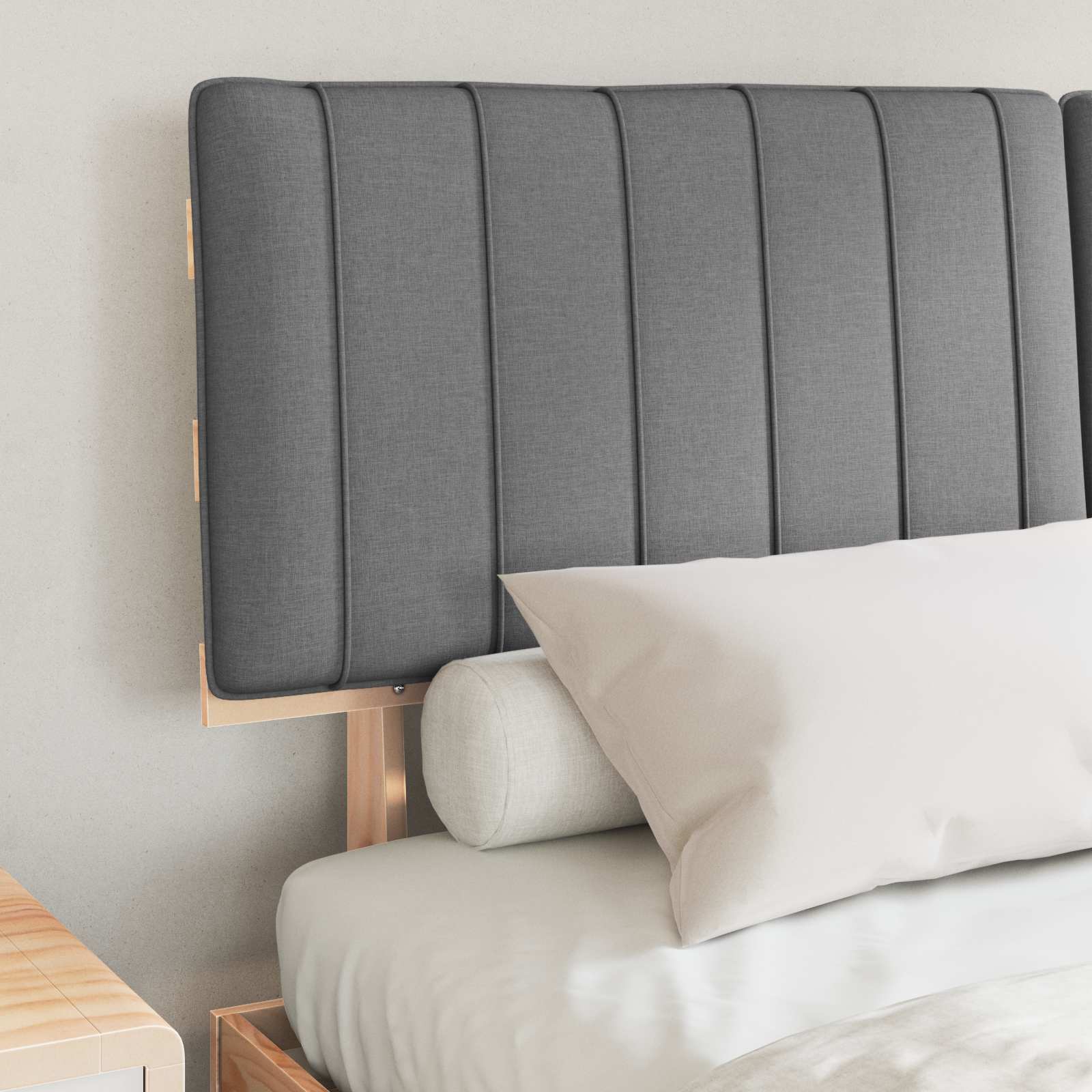Letto con Testiera Rivestita Grigio chiaro 150 x 200 cm | homemem39