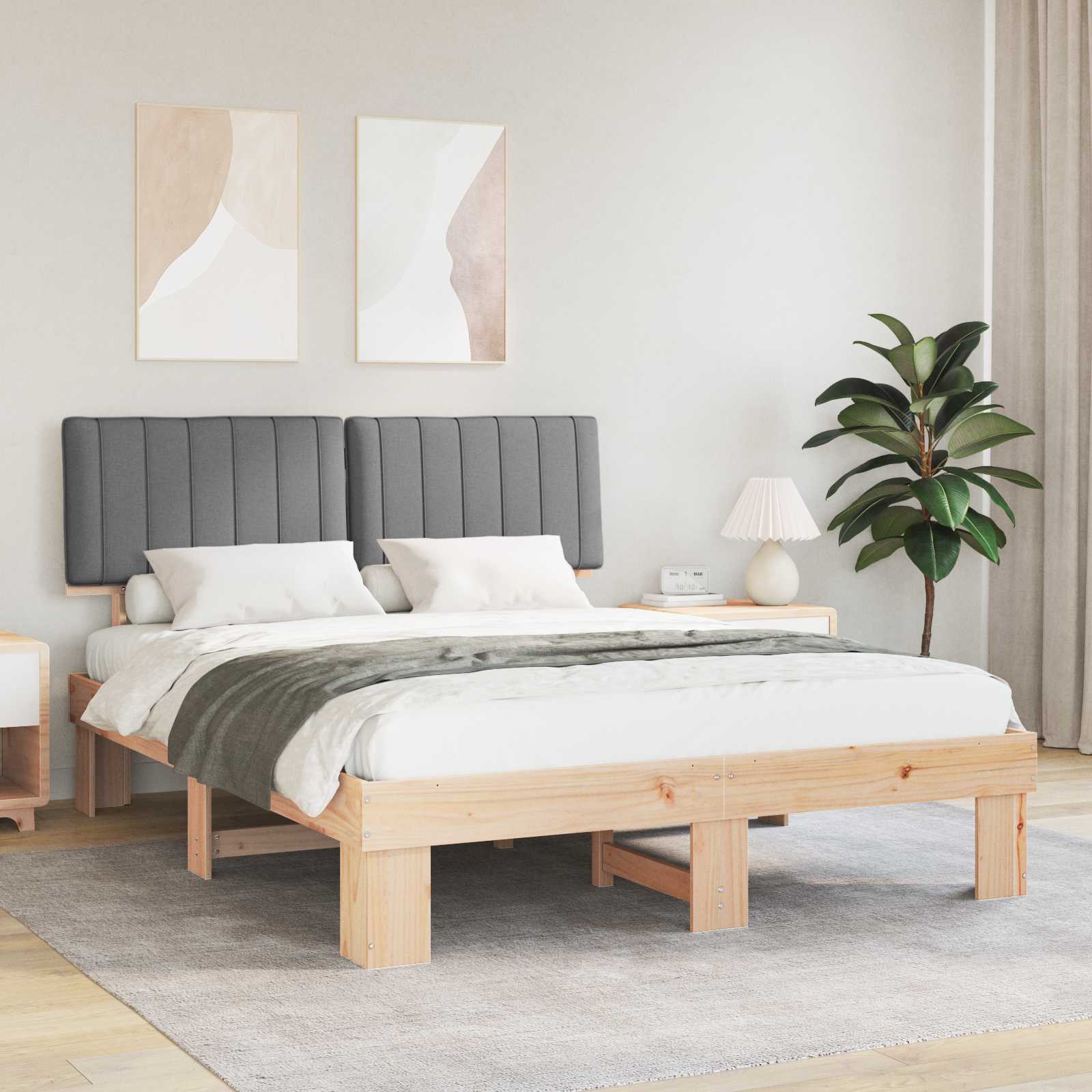 Letto con Testiera Rivestita Grigio chiaro 150 x 200 cm | homemem39