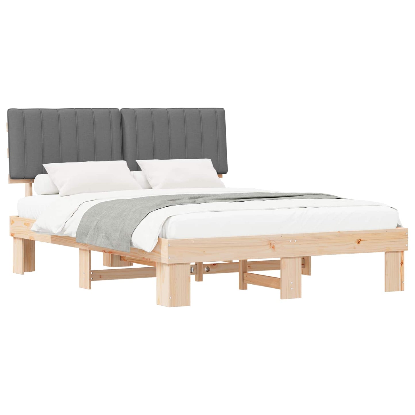 Letto con Testiera Rivestita Grigio chiaro 150 x 200 cm | homemem39