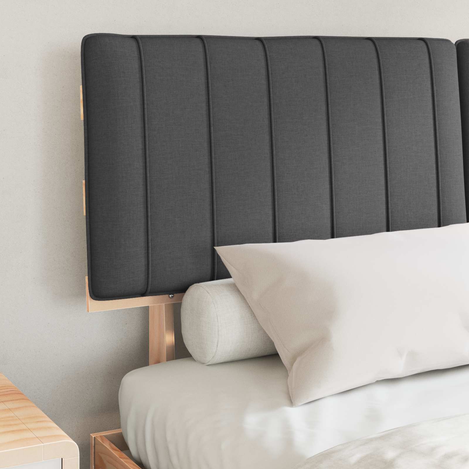 Letto con Testiera Rivestita Grigio scuro 150 x 200 cm | homemem39