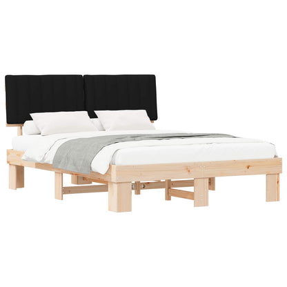 Letto con Testiera Rivestita Nero 150 x 200 cm Pino massello | homemem39