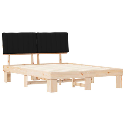 Letto con Testiera Rivestita Nero 150 x 200 cm Pino massello | homemem39