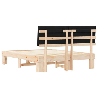 Letto con Testiera Rivestita Nero 150 x 200 cm Pino massello | homemem39