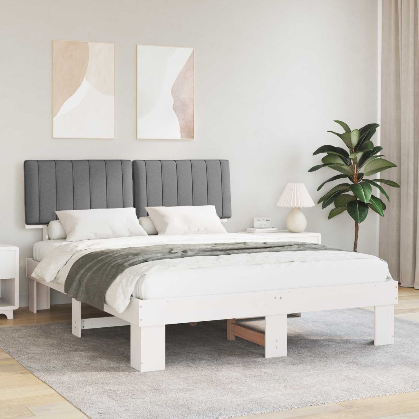 Letto con Testiera Rivestita Grigio chiaro 150 x 200 cm | homemem39