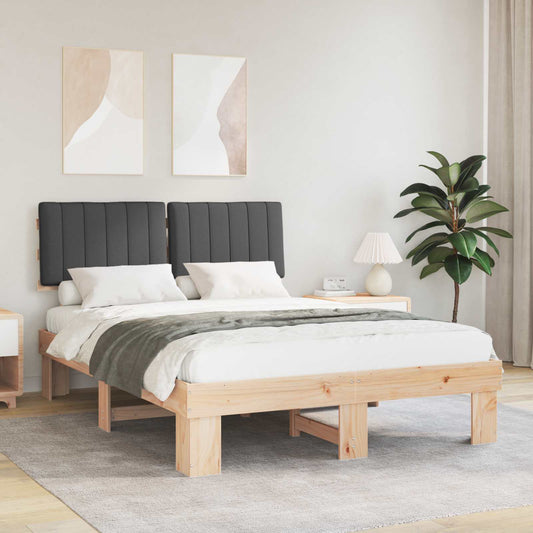 Letto con Testiera Rivestita Grigio scuro 140 x 200 cm | homemem39