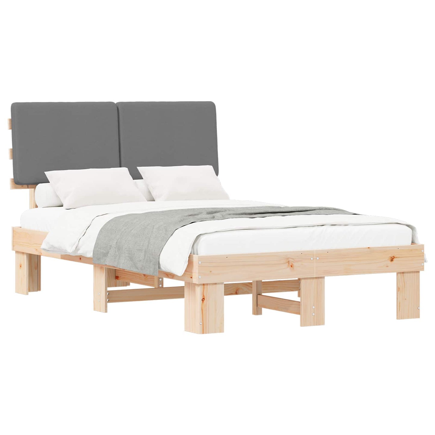 Letto con Testiera Rivestita Grigio chiaro 120 x 200 cm | homemem39