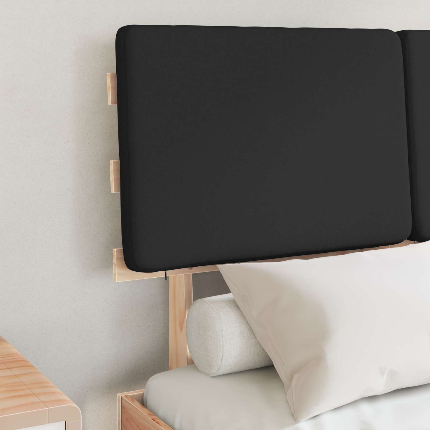 Letto con Testiera Rivestita Nero 120 x 200 cm Pino massello | homemem39