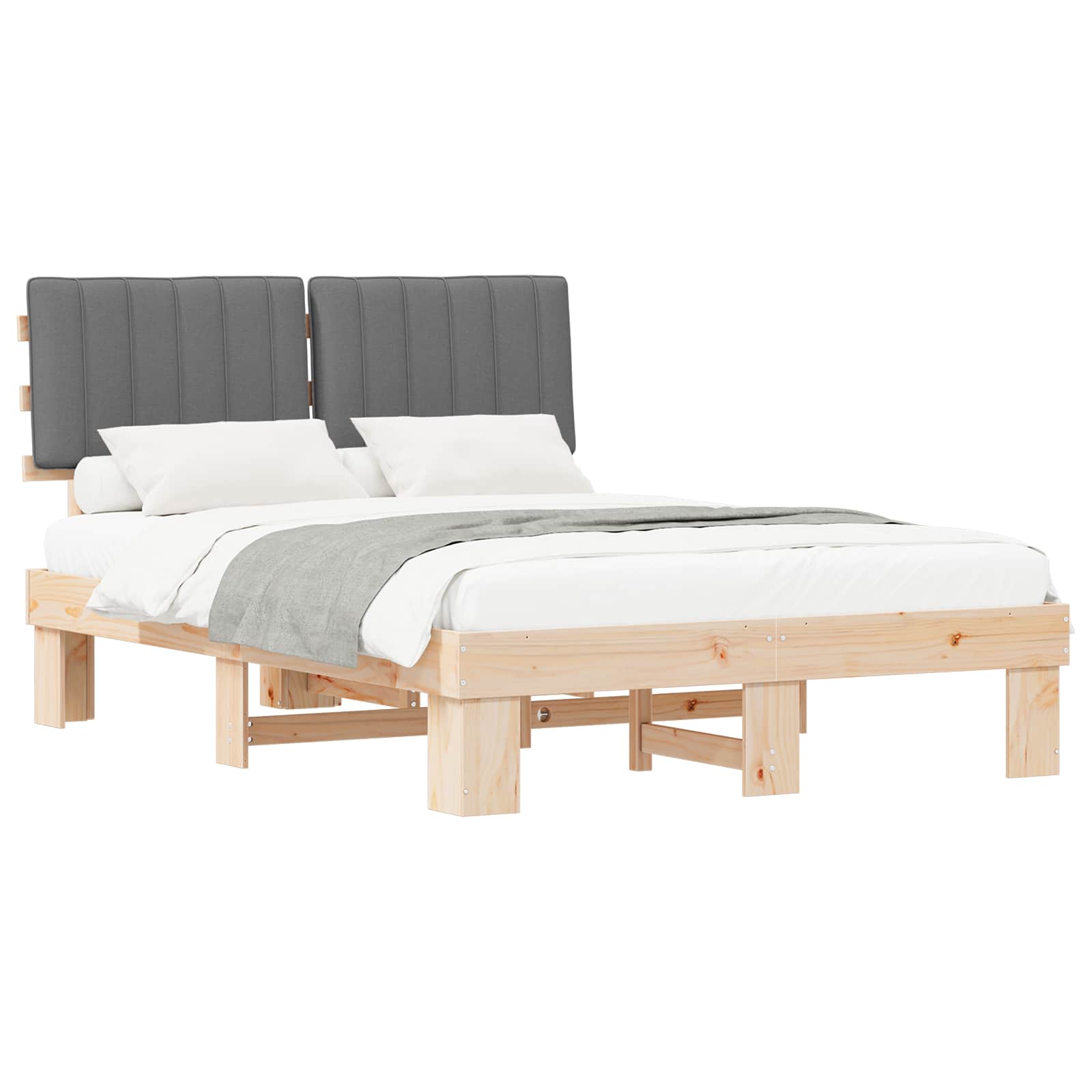 Letto con Testiera Rivestita Grigio chiaro 140 x 190 cm | homemem39