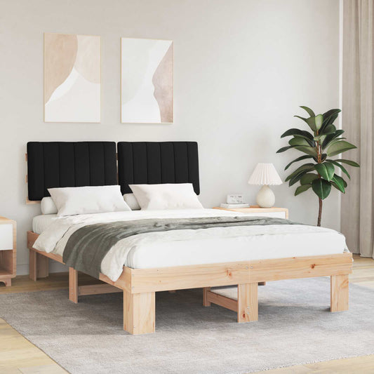 Letto con Testiera Rivestita Nero 140 x 190 cm Pino massello | homemem39