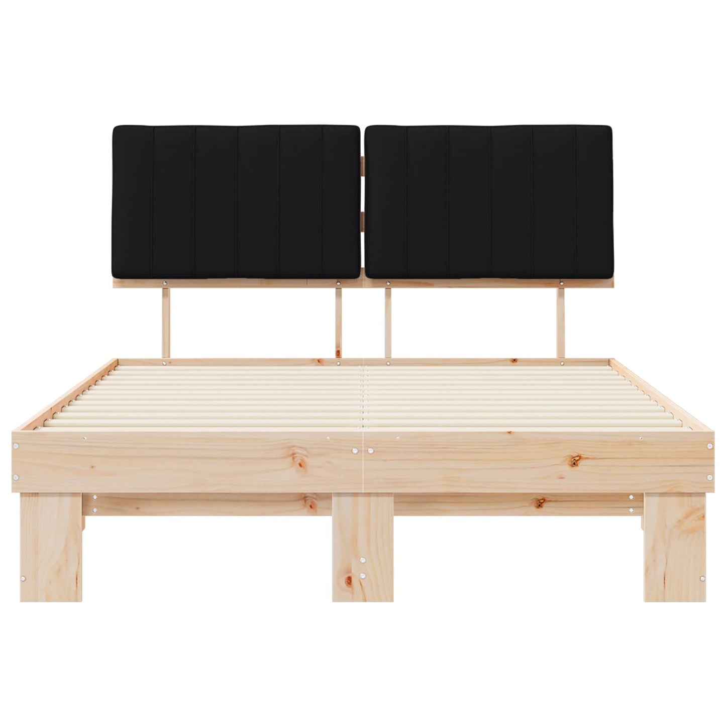 Letto con Testiera Rivestita Nero 140 x 190 cm Pino massello | homemem39