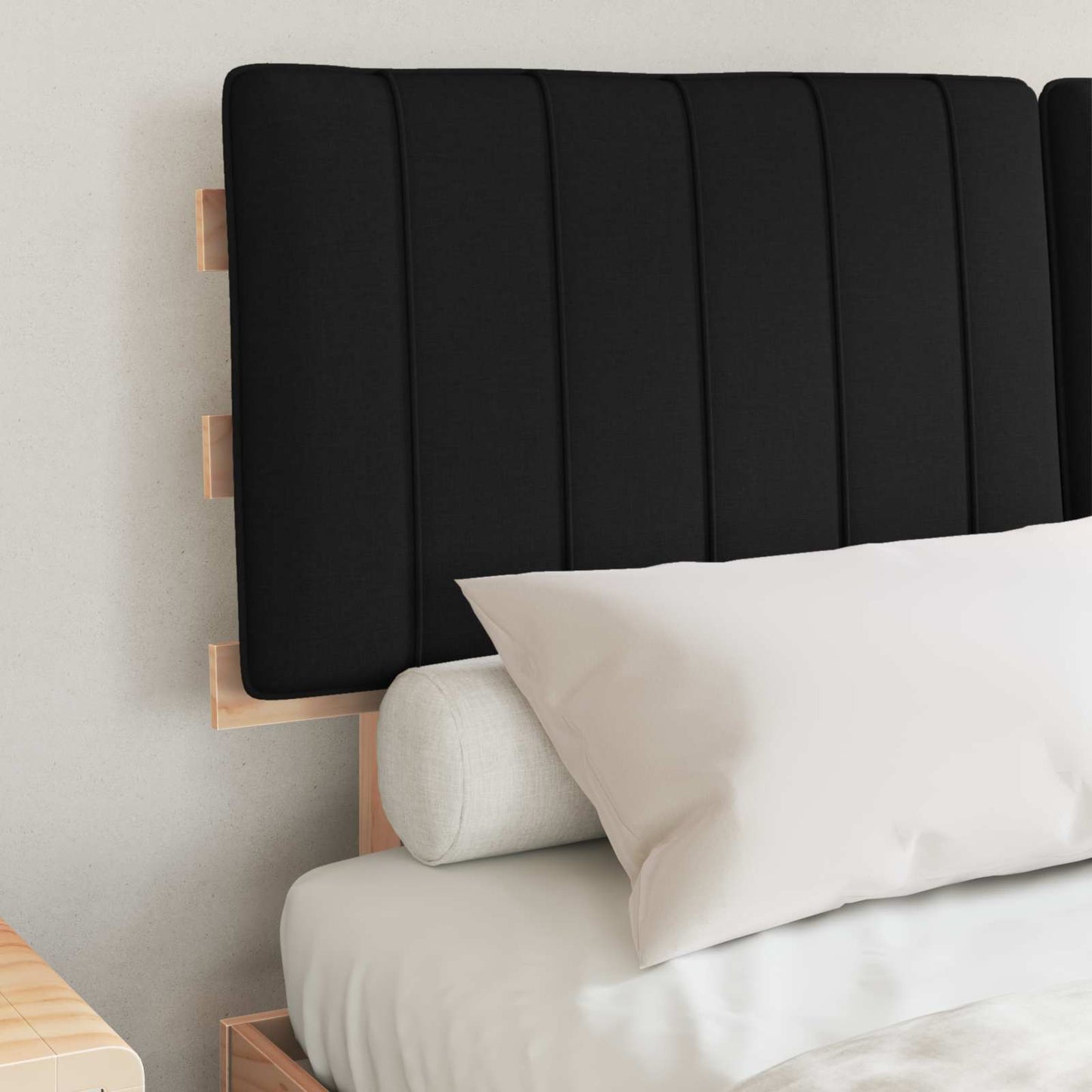 Letto con Testiera Rivestita Nero 135 x 190 cm Pino massello | homemem39