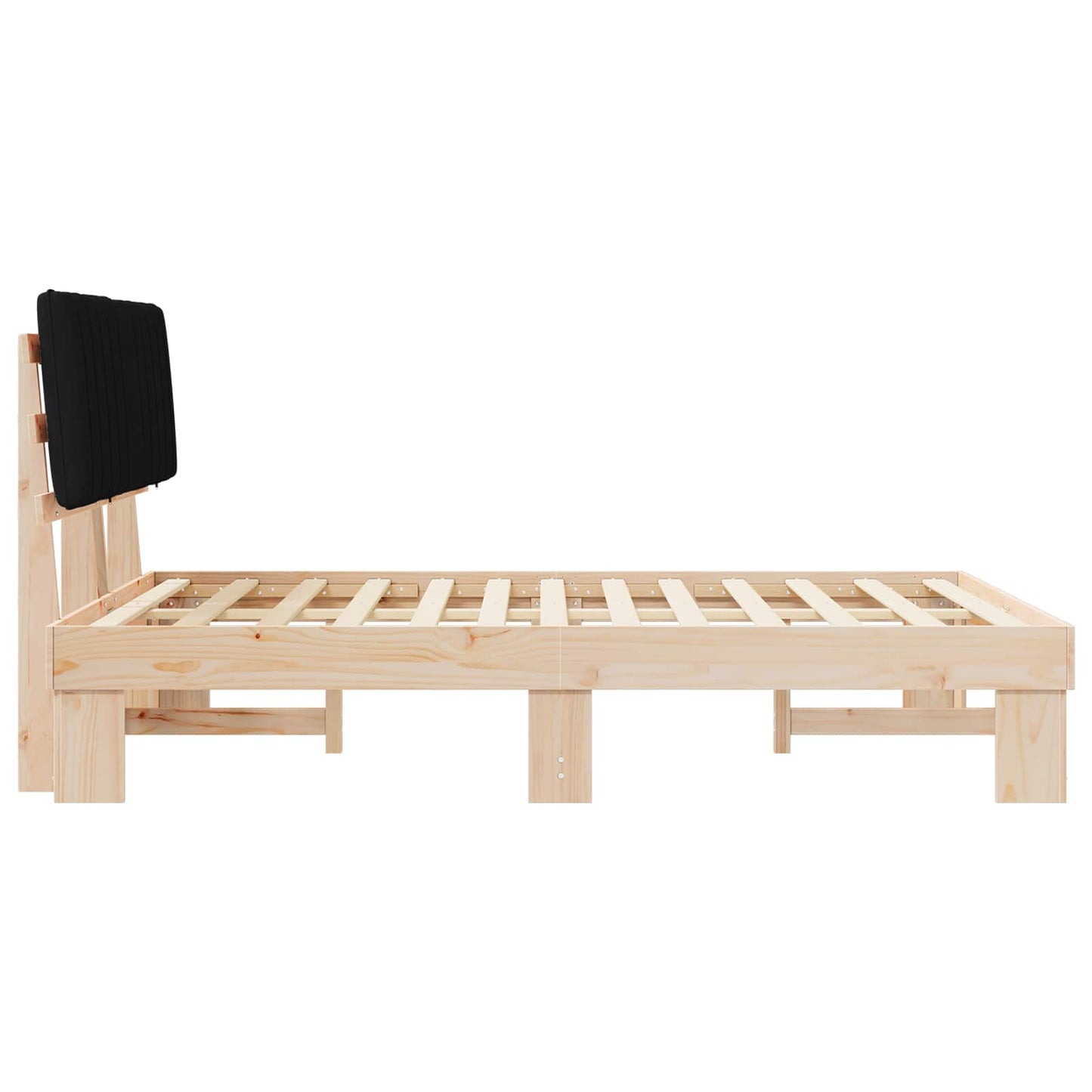 Letto con Testiera Rivestita Nero 135 x 190 cm Pino massello | homemem39