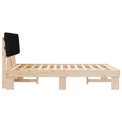 Letto con Testiera Rivestita Nero 135 x 190 cm Pino massello | homemem39
