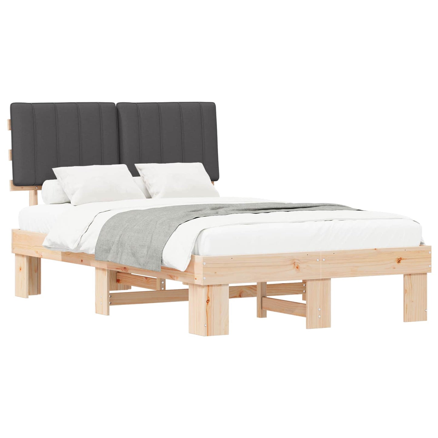Letto con Testiera Rivestita Grigio scuro 120 x 190 cm | homemem39