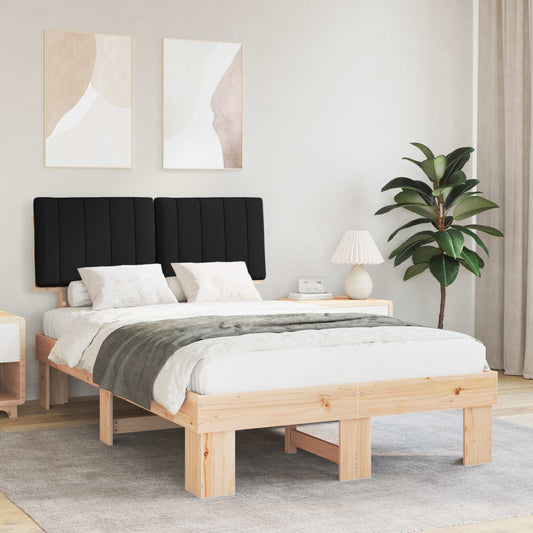 Letto con Testiera Rivestita Nero 120 x 190 cm Pino massello | homemem39