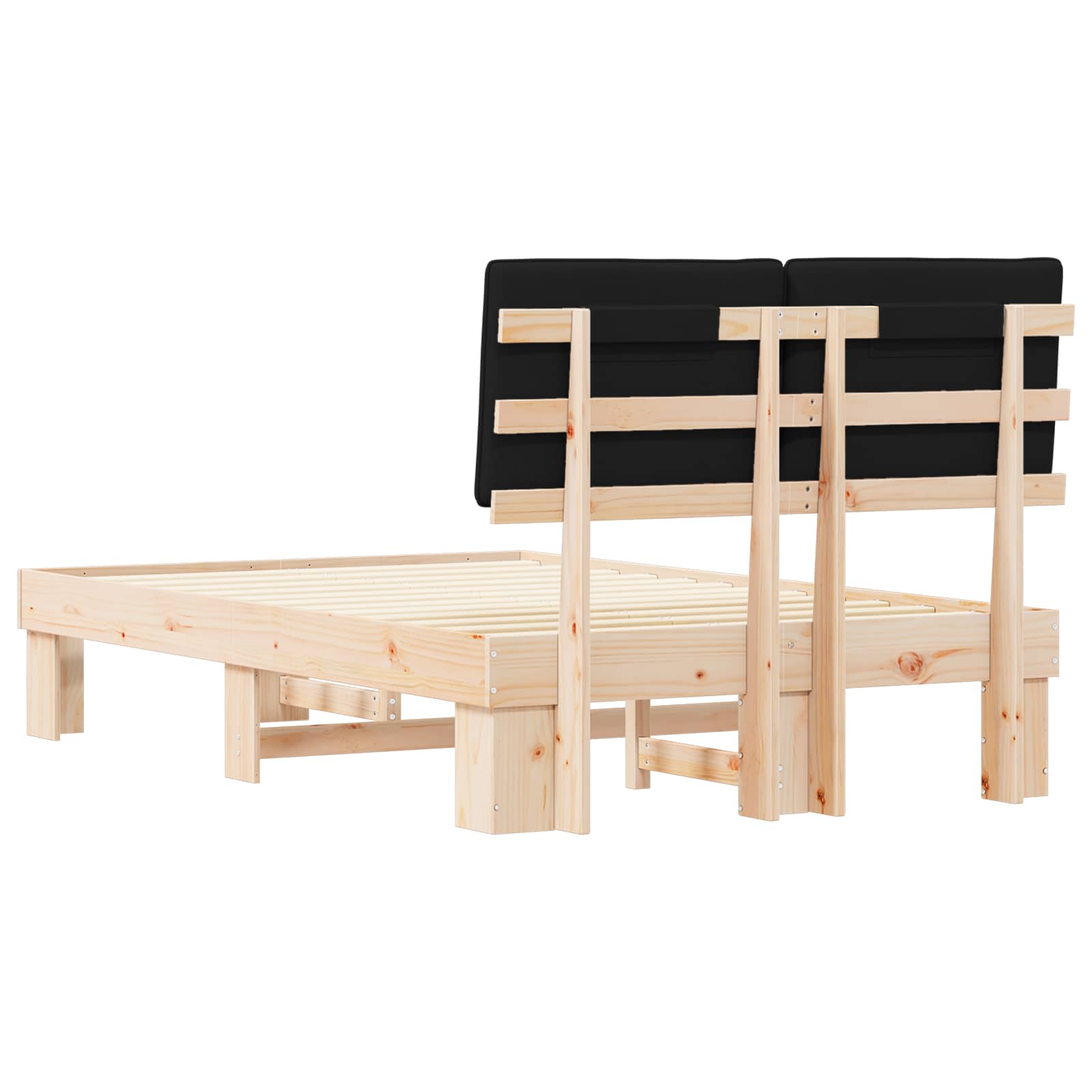 Letto con Testiera Rivestita Nero 120 x 190 cm Pino massello | homemem39