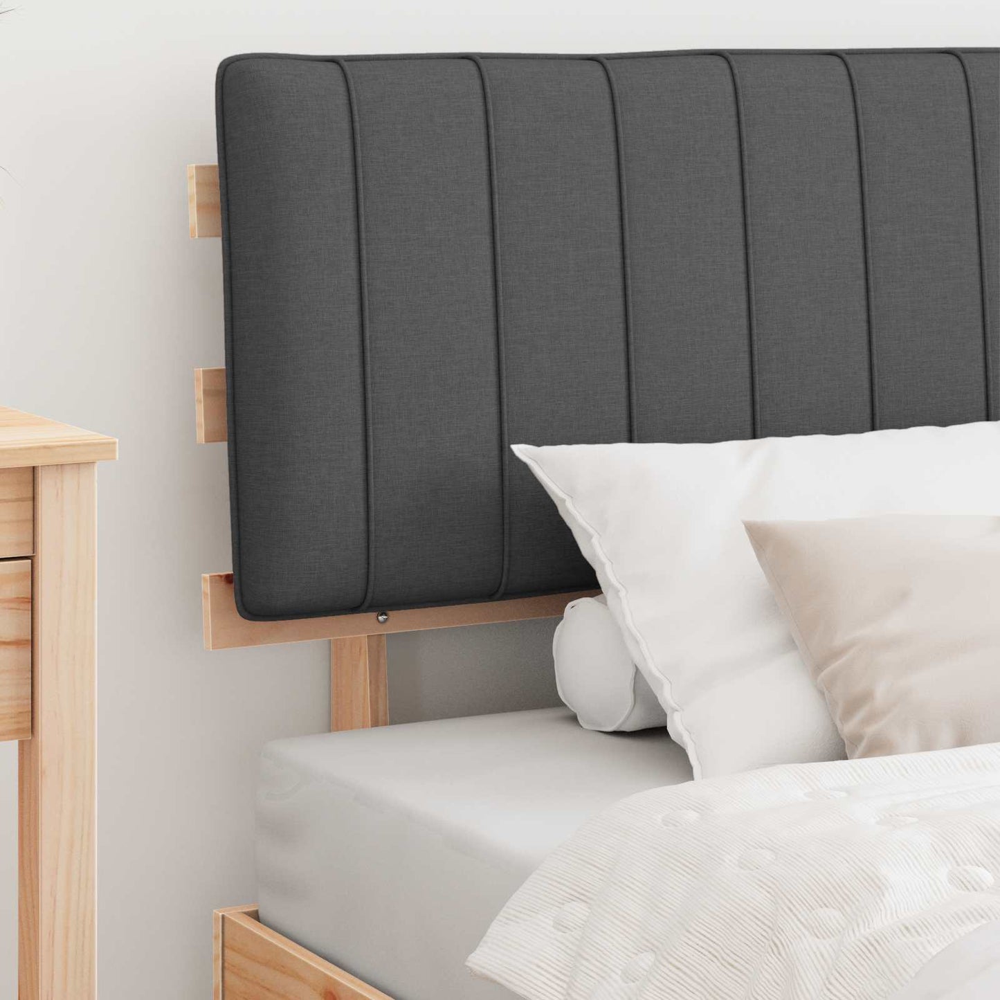 Letto con Testiera Rivestita Grigio scuro 100 x 200 cm | homemem39