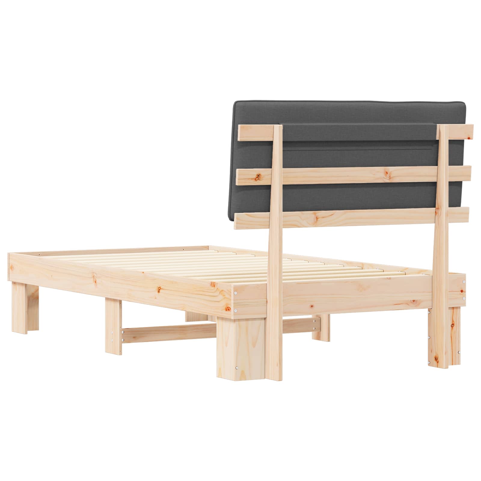 Letto con Testiera Rivestita Grigio scuro 100 x 200 cm | homemem39