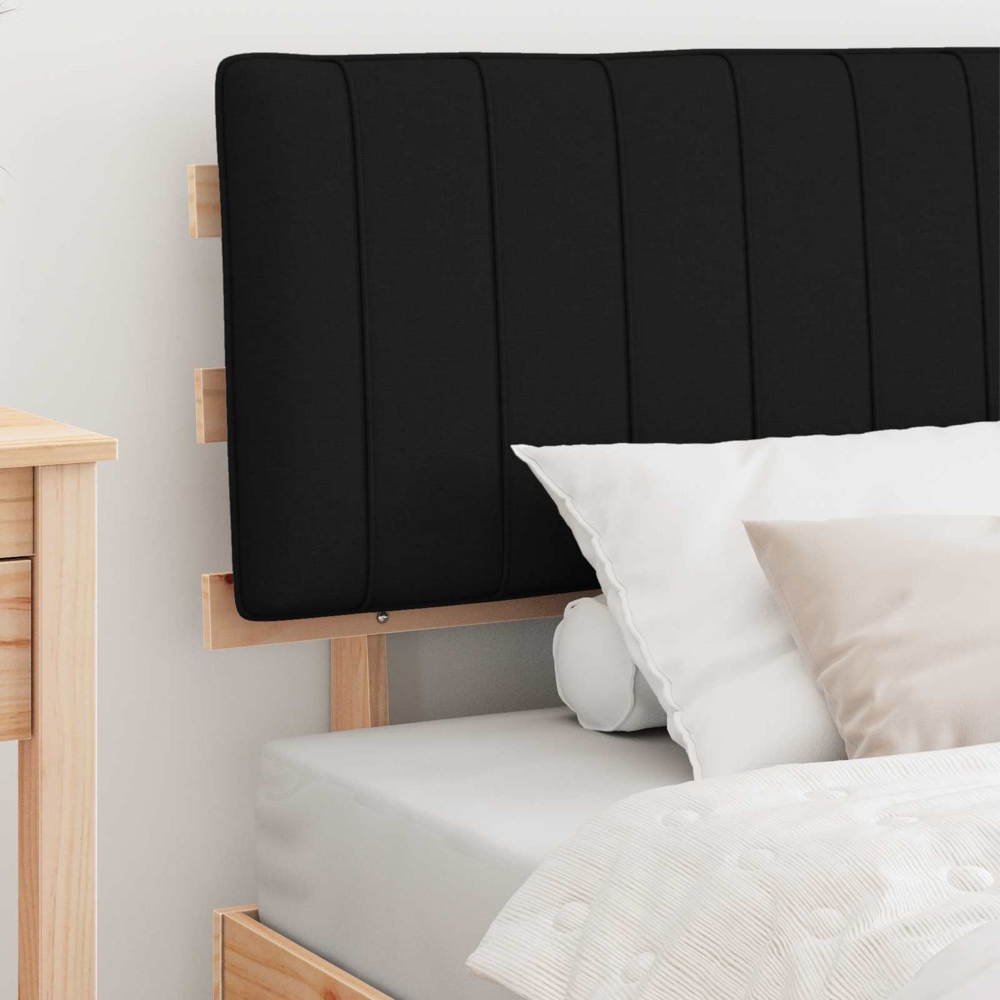 Letto con Testiera Rivestita Nero 100 x 200 cm Pino massello | homemem39