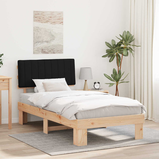 Letto con Testiera Rivestita Nero 100 x 200 cm Pino massello | homemem39